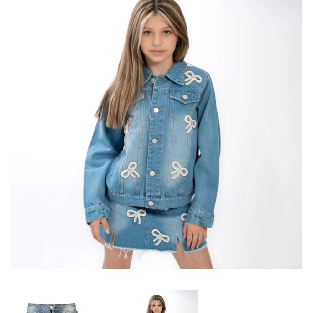 Tweenstyle by Stoopher - Pearl Bows Denim Skirt